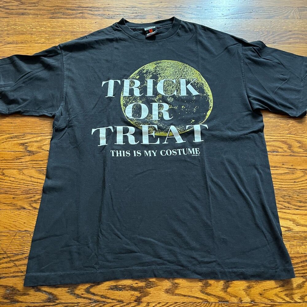 Vtg Signal Sports Trick or Treat Costume Black Graphic T-Shirt XL Made In USA